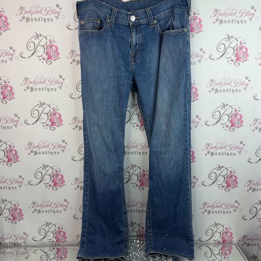 True Religion jeans pants Ricky relaxed straight Blue bottoms Jeans logos - Picture 1 of 16